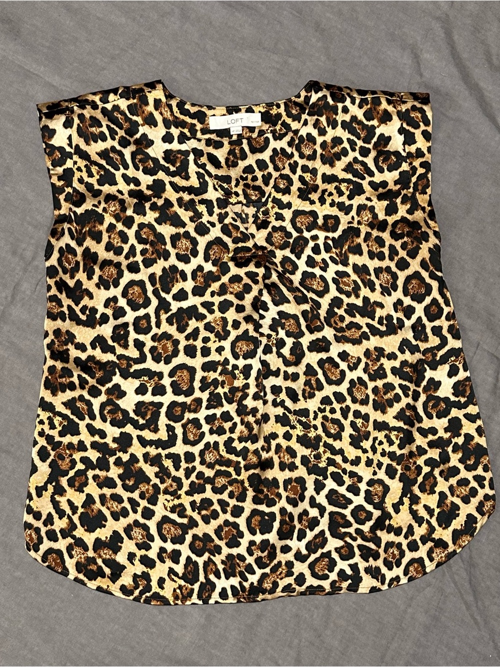 LOFT Leopard Print Cap Sleeve Blouse - Brown & Black